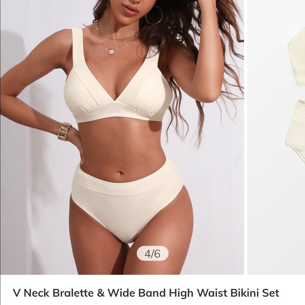 NWT Cupshe Ivory White High Waist Bikini Set ✨